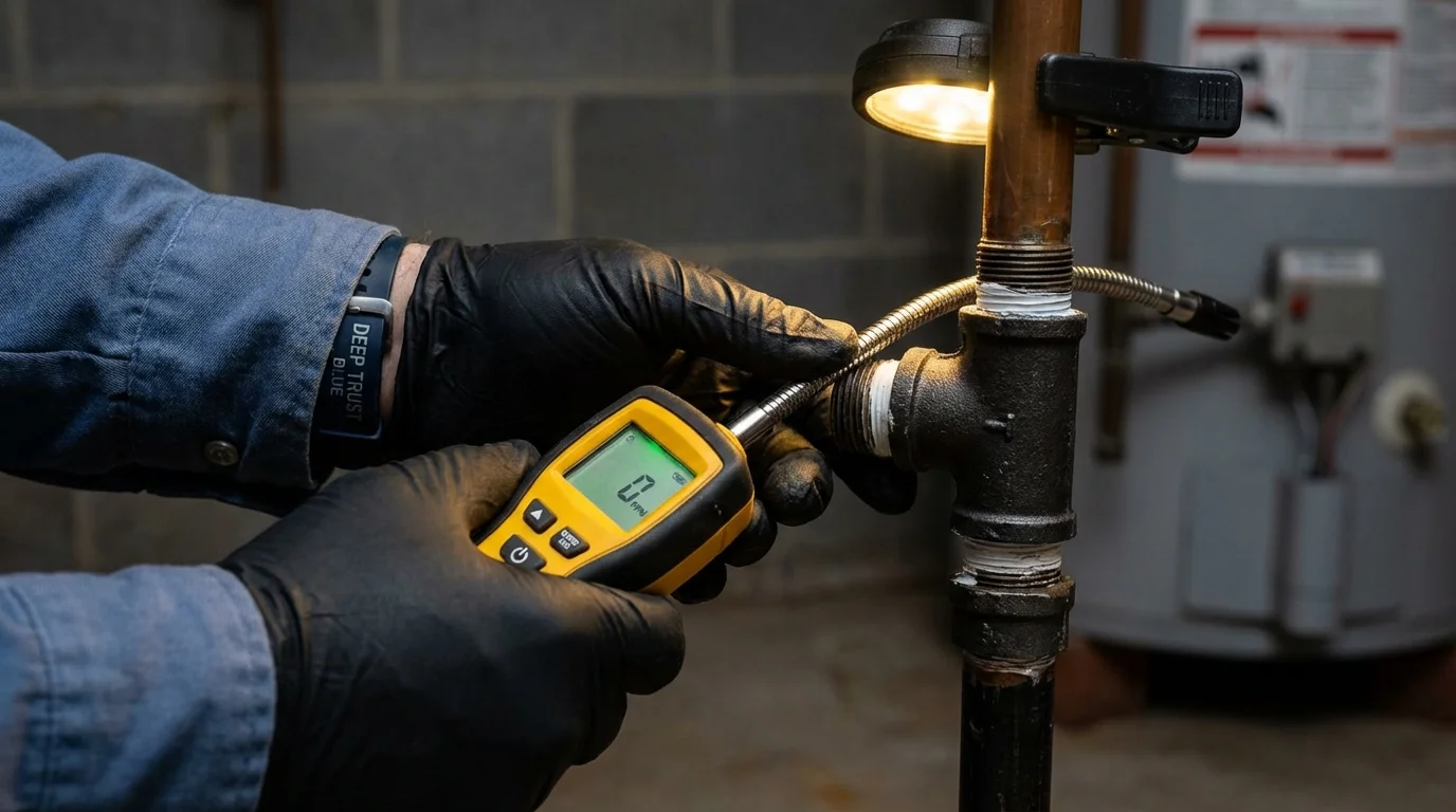 Gas leak detection with electronic sniffer by Johns Plumbing LLC in Rome City