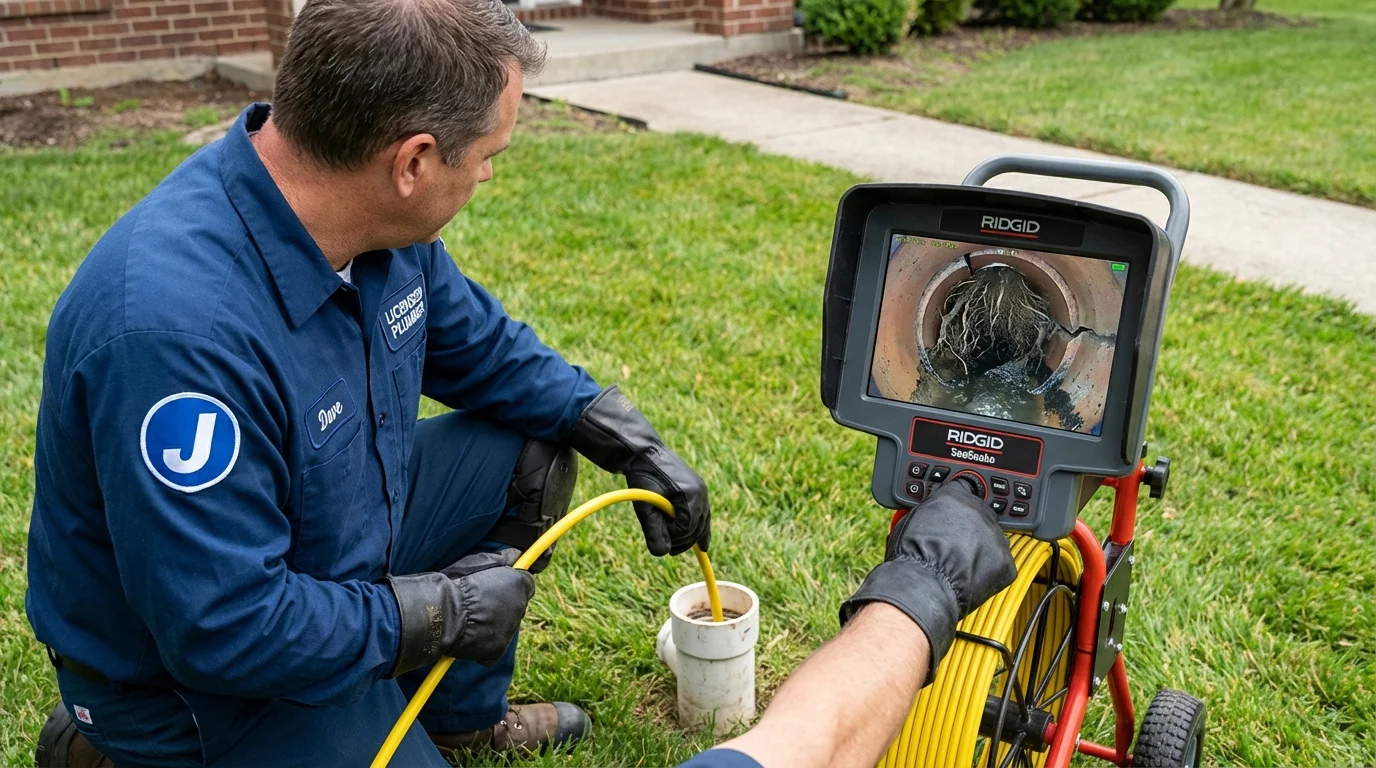 Sewer camera inspection being performed by Johns Plumbing LLC in Rome City